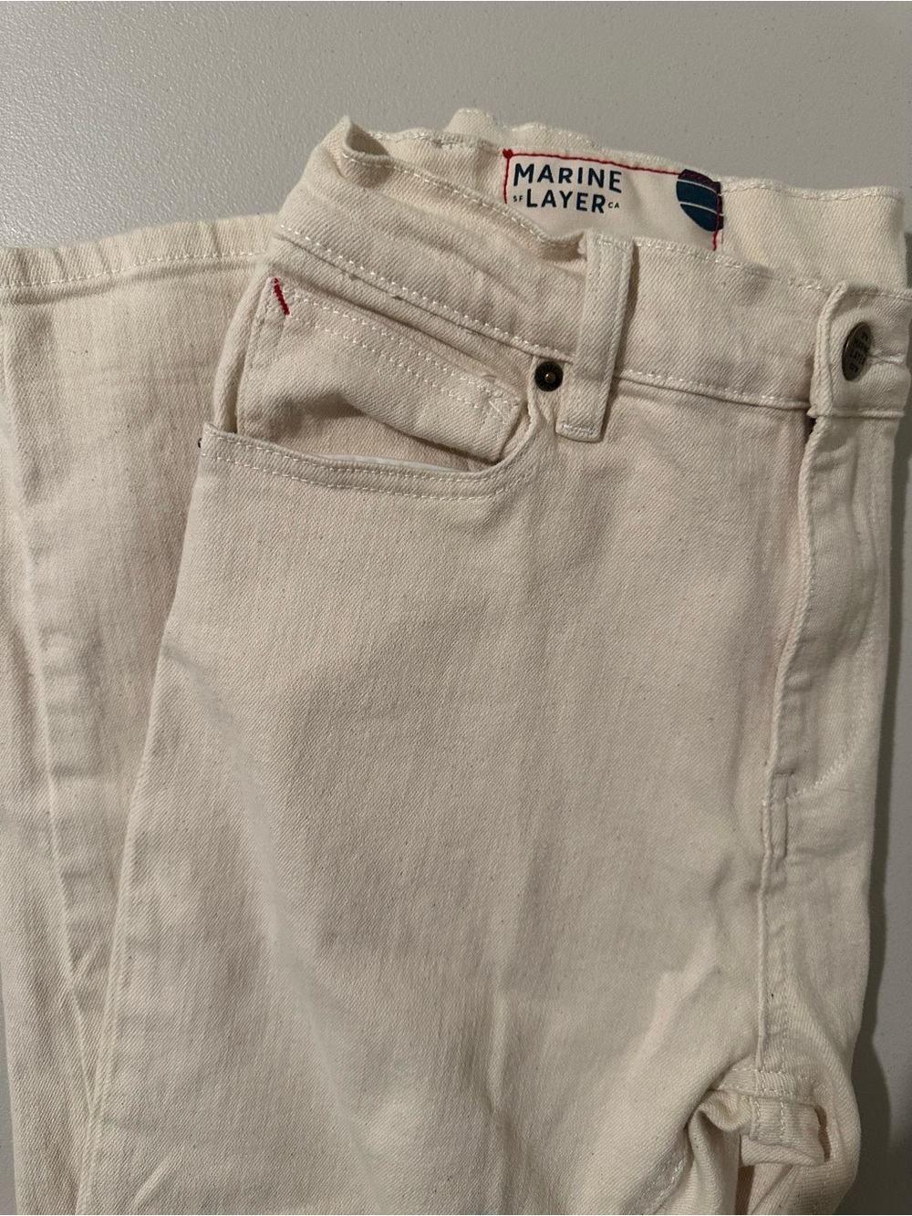Marine Layer Men’s The Original Slim Jeans in Off-White Size 33 x 32